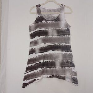 Women's GO Couture Vintage Edition‎ Long Stripped Tank w/ side pockets Size Med